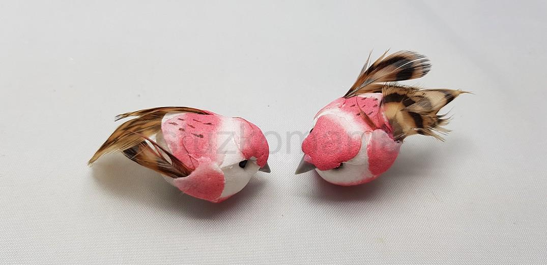 Nalepovací vtáčik 4 cm ružový 76