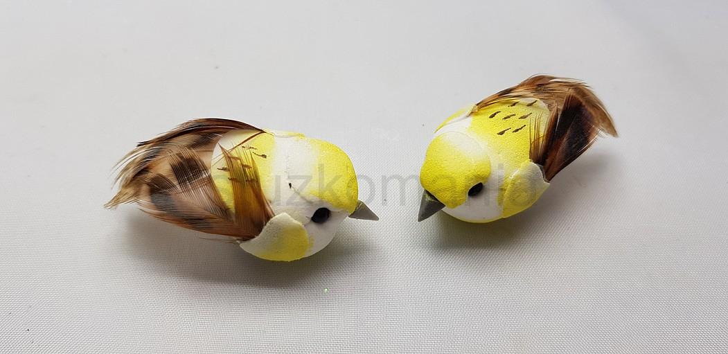 Nalepovací vtáčik 4 cm žltý 76